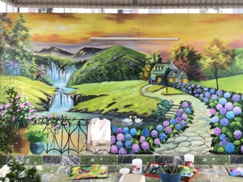 trang trí tường sân vườn 